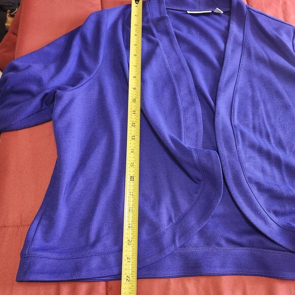 Susan Graver Liquid Knit Royal Blue Open Front Shrug Cardigan 1X - Picture 6 of 8